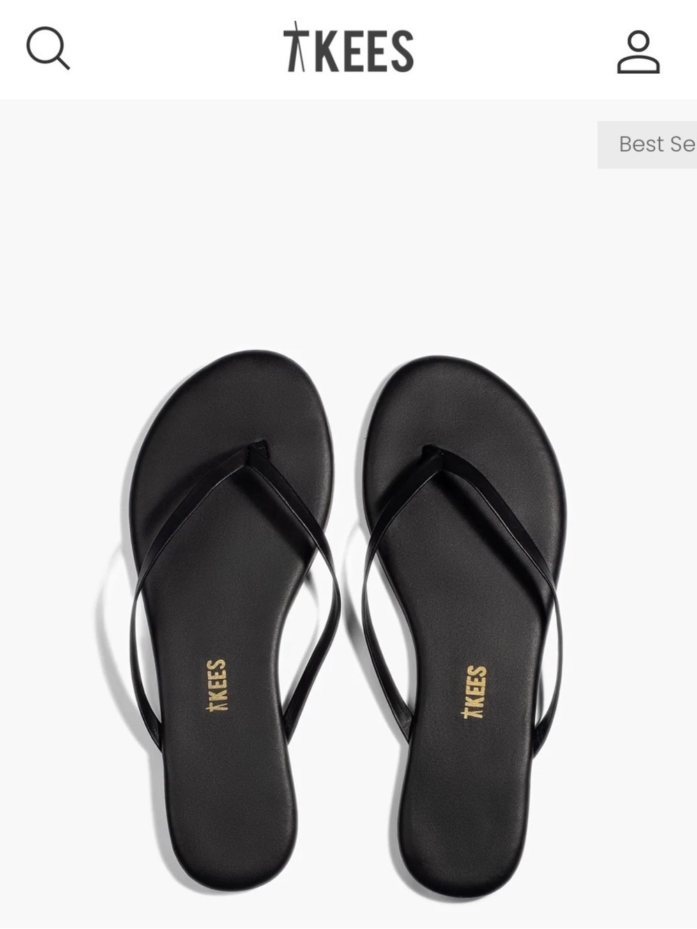 TKEES Black Slim Strap Flip Flop Sandals
